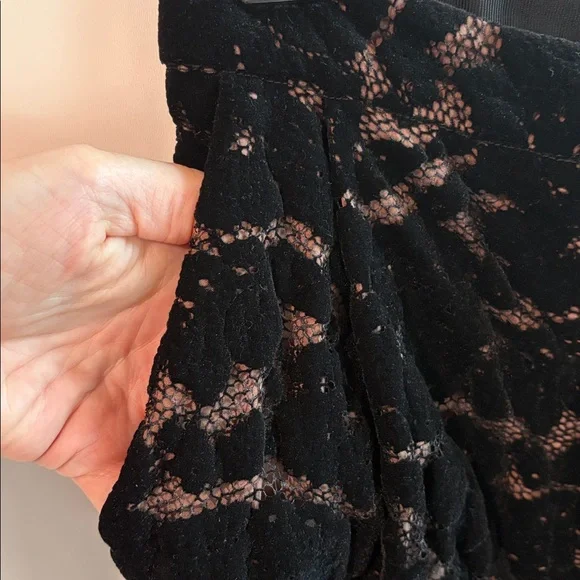 Rachel Comey black velvet lace fully lined high waist pants cocoa linerS